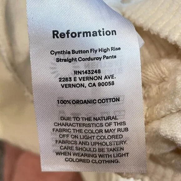 Last Chance! New Ref Cynthia Button Fly Corduroy Straight Leg Pants Cream 25 - Picture 7 of 8